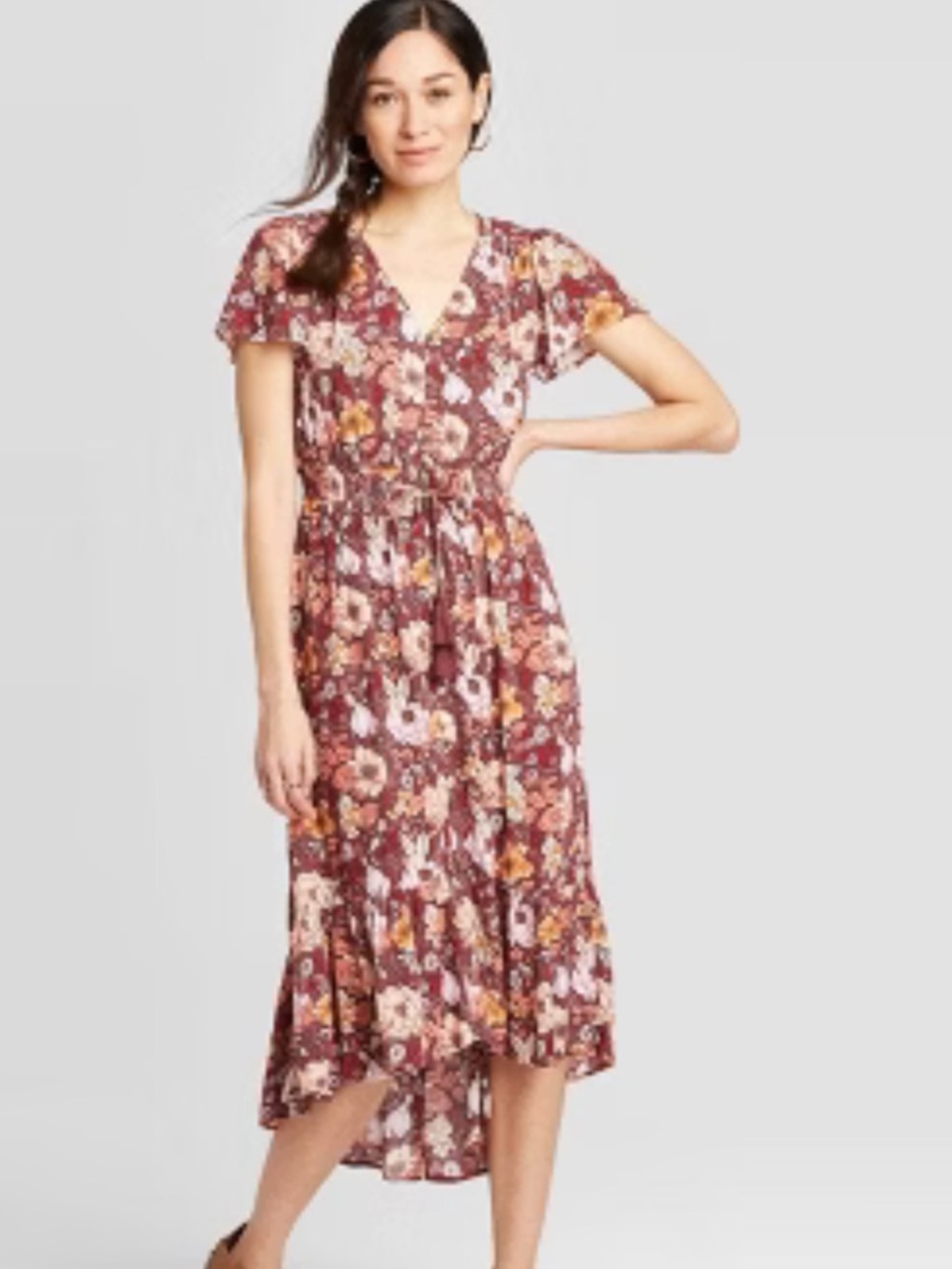 Knox Rose Floral V-Neck Midi Dress